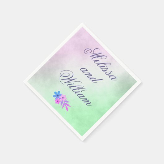 Blume Lila und Grüne Hochzeitsfeier Serviette (Ecke)