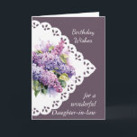Blume Lilac Bouquet Daughter-Mitglied Karte<br><div class="desc">Vintage Lilac Blume Bouquet für den Geburtstag Ihrer Schwiegertochter im Vers beinhaltet Mai Sie mit Gottes Liebe und Freude an Ihrem besonderen Tag und jeden Tag</div>