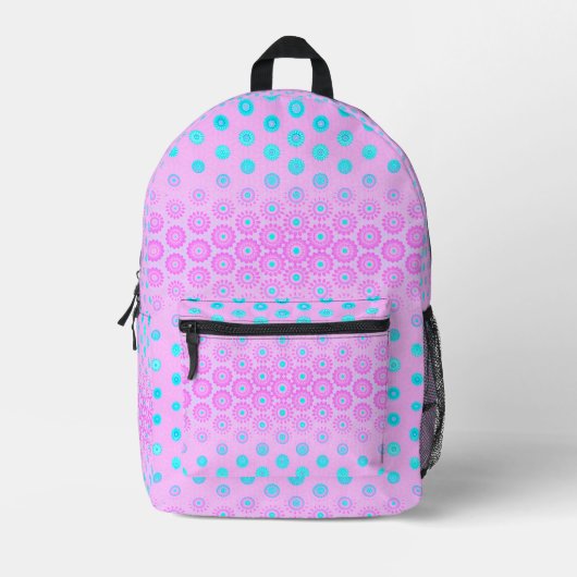 Blume Lilac, Sky Blue und Pink Bedruckter Rucksack (Vorderseite)