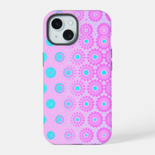 Blume Lilac, Sky Blue und Pink iPhone 15 Hülle