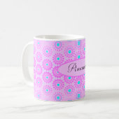Blume Lilac, Sky Blue und Pink Kaffeetasse (Vorderseite Links)