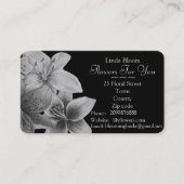 Blume Lilies Schwarz-Weiß-Design-Floristen Visitenkarte (Vorderseite)