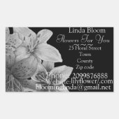 Blume Lilies Schwarz-Weiß-Kunst-Design-Floristen Rechteckiger Aufkleber (Vorderseite)