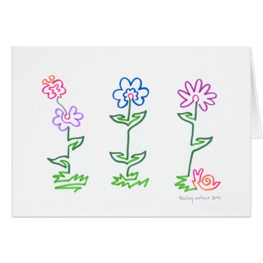 Blume Line Art Card (Vorderseite (Horizontal))