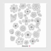 Blume Line Art Zeichnend Aufkleber (Blatt)