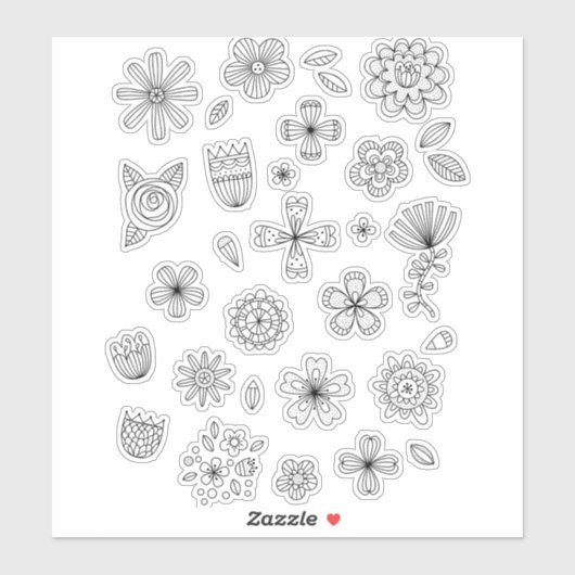 Blume Line Art Zeichnend Aufkleber (Blatt)