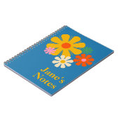 Blume Locus Reto 60er 70er Floral auf Blue Notizblock (Linke Seite)