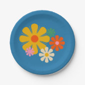 Blume Locus Retro Minimalistisch farbenfroh Pappteller (Vorderseite)