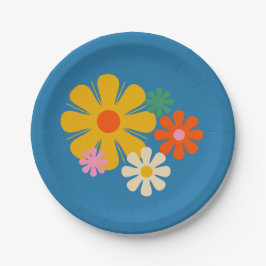 Blume Locus Retro Minimalistisch farbenfroh Pappteller