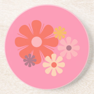 Blume Locus Retro Minimalistisches Blumenmuster Ro Getränkeuntersetzer