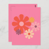 Blume Locus Retro Minimalistisches Blumenmuster Ro Postkarte (Vorne/Hinten)