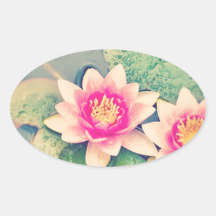 Blume Lotos Ovaler Aufkleber