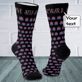 Blume Lotus benutzerdefiniertes Textmuster schwarz Socken