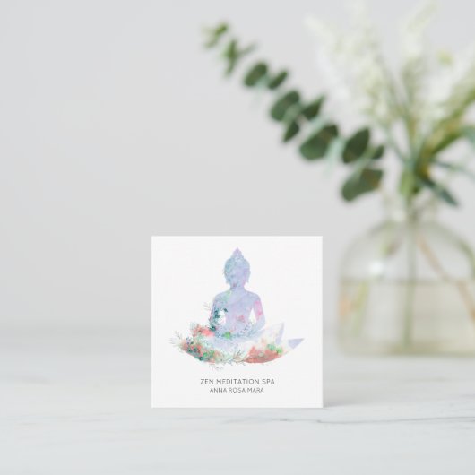 *~* Blume Lotus Buddha Meditation QR AP33 Quadratische Visitenkarte (Stehend Vorderseite)