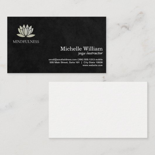 Blume Lotus | Einfach schwarzer Sleek Visitenkarte (Vorne/Hinten)