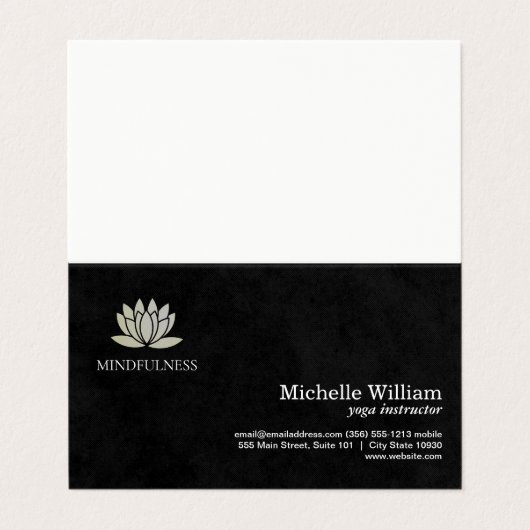 Blume Lotus | Einfach schwarzer Sleek Visitenkarten (Außenseite Aufgefaltet)