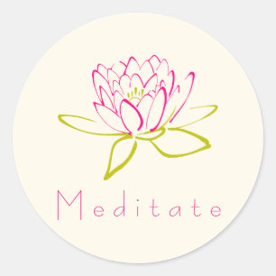 Blume Lotus meditat/Lily Runder Aufkleber