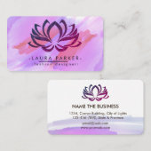 Blume Lotus Wasserfarben Rosa Lila Spritzer Yoga Visitenkarte (Vorne/Hinten)