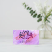 Blume Lotus Wasserfarben Rosa Lila Spritzer Yoga Visitenkarte (Stehend Vorderseite)