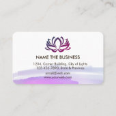 Blume Lotus Wasserfarben Rosa Lila Spritzer Yoga Visitenkarte (Rückseite)
