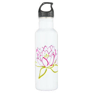 Blume Lotus/Wasserlilie Illustration Edelstahlflasche