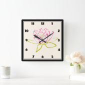 Blume Lotus/Wasserlilie Illustration Quadratische Wanduhr (Zuhause)