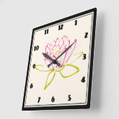 Blume Lotus/Wasserlilie Illustration Quadratische Wanduhr (Winkel)