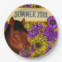 Blume Lover Brown Horse Pappteller