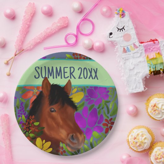 Blume Lover Brown Horse Pappteller (Party)