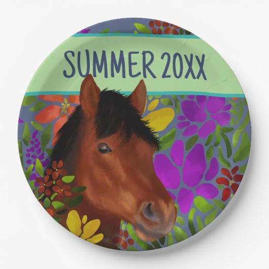 Blume Lover Brown Horse Pappteller (Vorderseite)