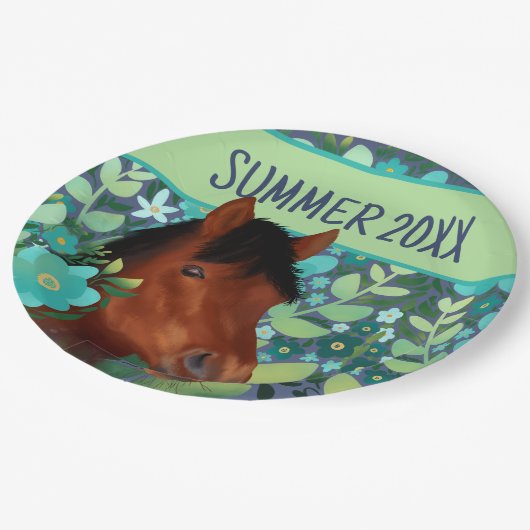 Blume Lover Brown Horse Pappteller (Schrägansicht)