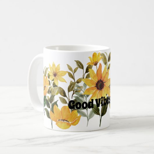 Blume Lover Coffee Drinker, Gelber Daisy Kaffeetasse (Vorderseite Links)