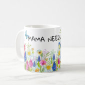 Blume Lover Coffee Drinker, Mama braucht Kaffee Kaffeetasse (Vorderseite Links)