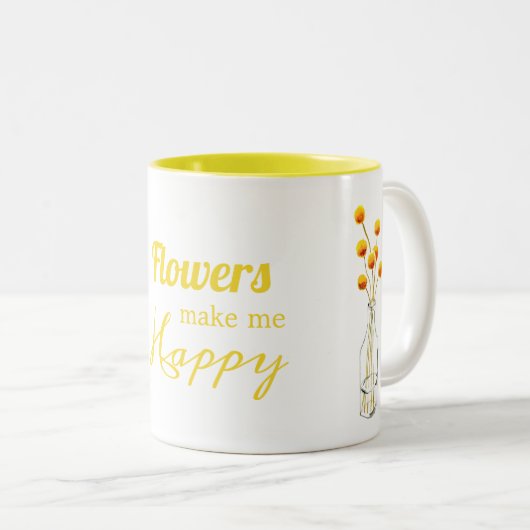 Blume machen mich glücklich niedlich gelb zweifarbige tasse (VorderseiteRechts)