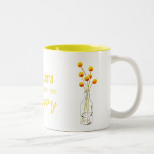 Blume machen mich glücklich niedlich gelb zweifarbige tasse