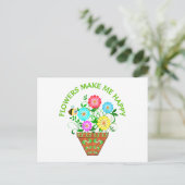 Blume machen mich glücklich postkarte (Stehend Vorderseite)