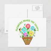 Blume machen mich glücklich postkarte (Vorne/Hinten)