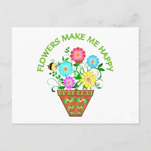 Blume machen mich glücklich postkarte (Vorderseite)