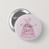 Blume Mädchen Hübsch Hochzeit Niedlich Personalisi Button (Vorne & Hinten)