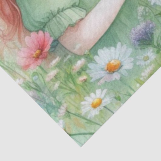 Blume Mädchen im Gartengewirr pflücken Seidenpapier (Detail)