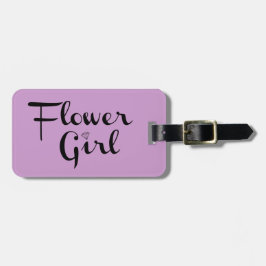 Blume Mädchen Retro-Script Schwarz auf Lila Gepäckanhänger