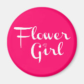 Blume Mädchen Retro Script Weiß auf Hot Pink Magnet (Vorne)
