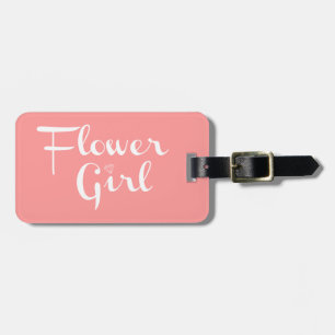 Blume Mädchen Retro Script Weiß auf Peach Gepäckanhänger