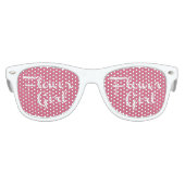 Blume Mädchen Retro Script Weiß auf Rosa Sonnenbrille (Vorderseite)