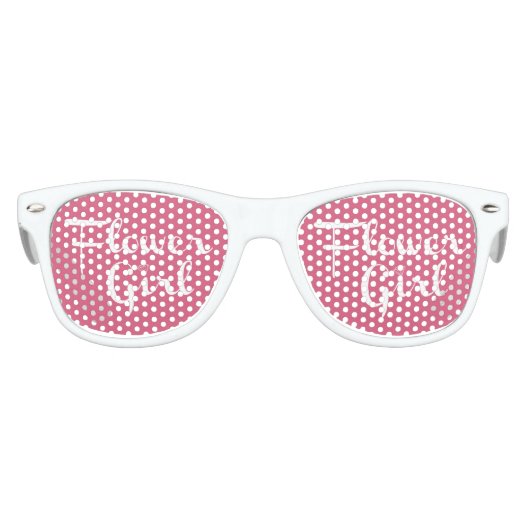 Blume Mädchen Retro Script Weiß auf Rosa Sonnenbrille (Vorderseite)