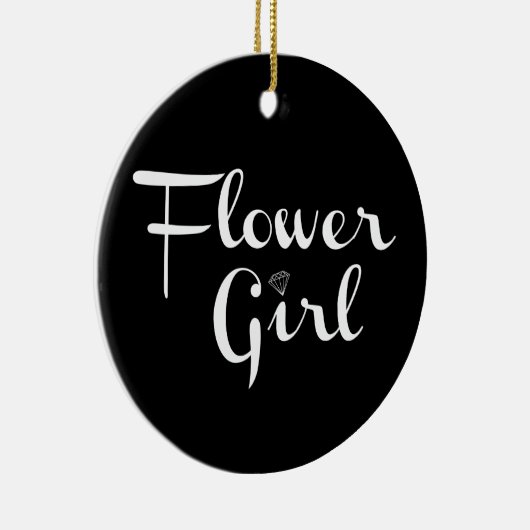 Blume Mädchen Retro Script Weiß auf Schwarz Keramikornament (Rechts)