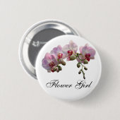 Blume Mädchen rosa orchid Blume Hochzeitsknopf Button (Vorne & Hinten)