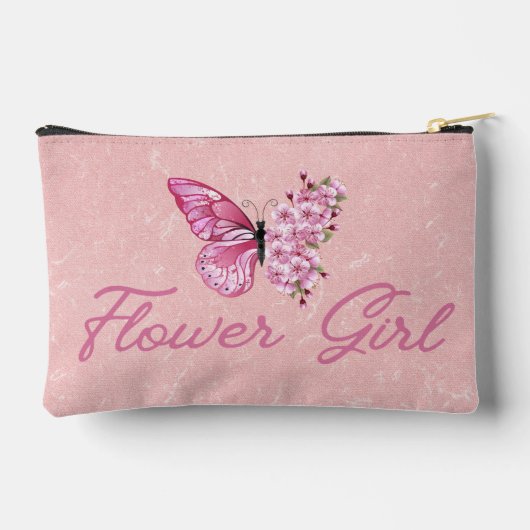Blume Mädchen, rosa Schmetterling niedlich moderne Zubehörtasche (Rückseite)