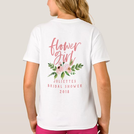Blume Mädchen rot Rosa Blumenfarbe T - Shirt (Rückseite)