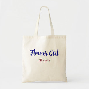Blume Mädchen Script Navy Blue und Burgundy Name Tragetasche